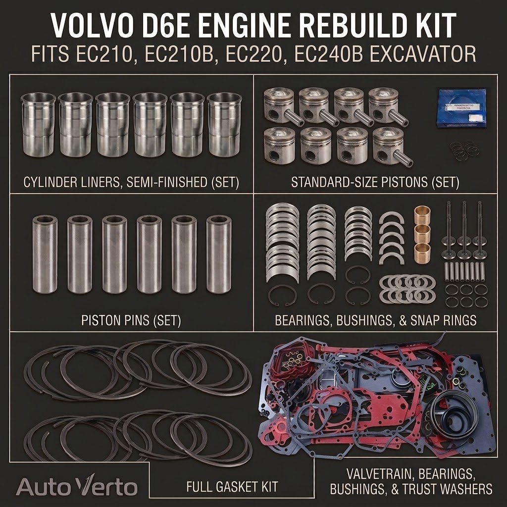 Volvo D6E Engine Rebuild Kit – Fits EC210, EC210B, EC220, EC240B Excavator