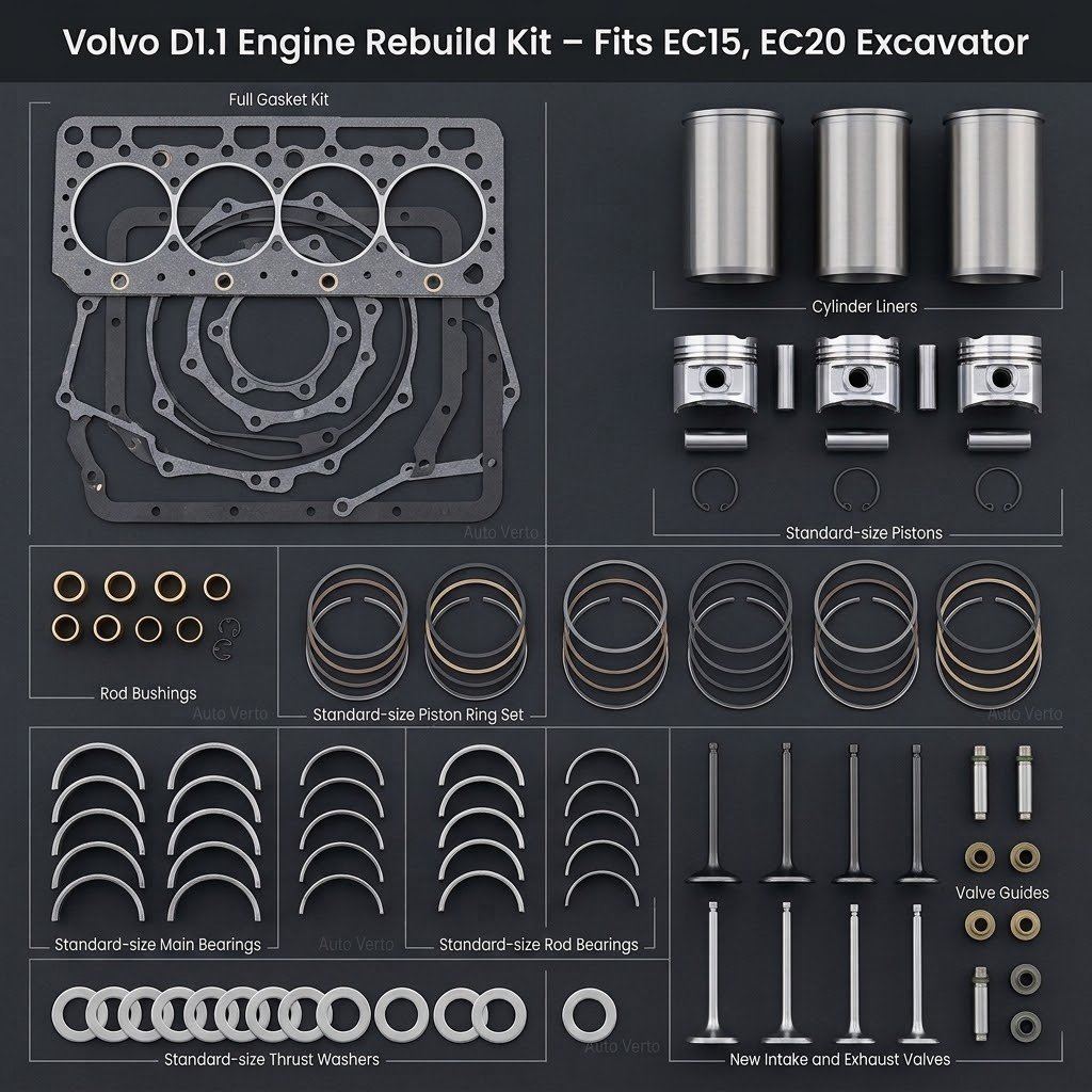 Volvo D1.1 Engine Rebuild Kit – Fits EC15, EC20 Excavator