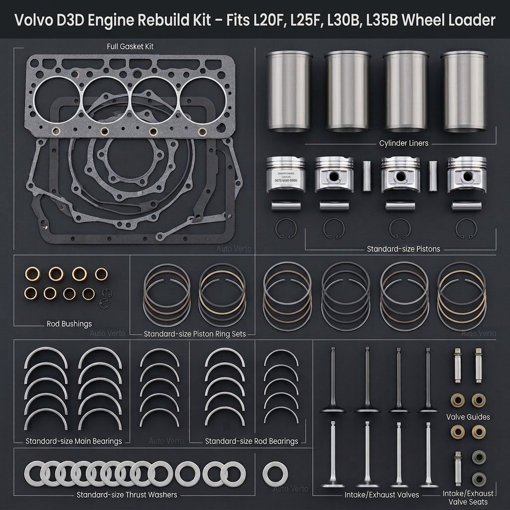 Volvo D3D Rebuild Kit – Fits L20F, L25F, L30B, L35B Wheel Loader